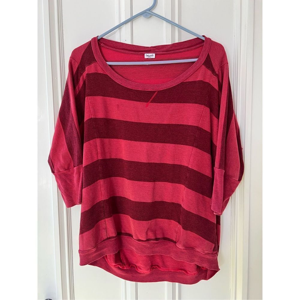 Splendid red and dark red striped Dolman lightweight sweatshirt S